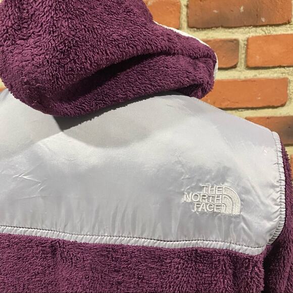 Purple North Face Fleece Jacket Sz L Youth Hooded North Face Jacket - Picture 4 of 8
